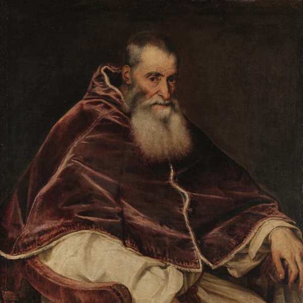 I Farnese exhibition, detail Portrait of Papa Paolo III by Tiziano
