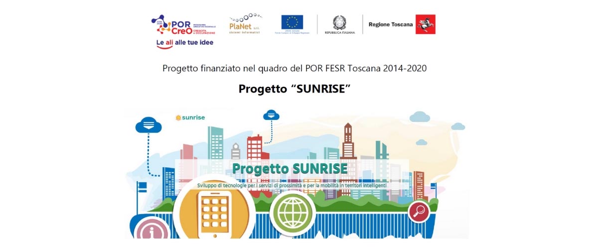 fotologo e immagine progetto Ricerca e Sviluppo SUNRISE stand SUNRISE a Toscana Tech