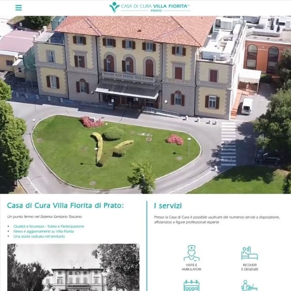 home page del nuovo sito web di Villa fiorita