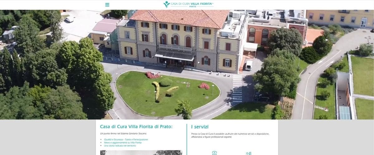 home page del nuovo sito web di Villa fiorita